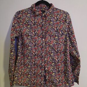 J. Crew Women's Floral Button Down Shirt - Red, Yellow, Blue
